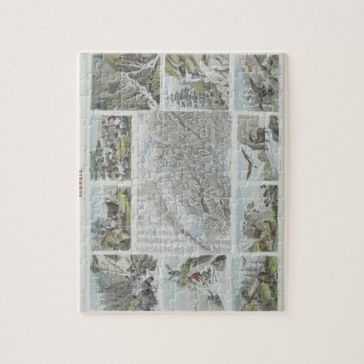 Karte und Vignetten der Schweizer Alpen Puzzle (Vertikal)