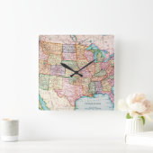 Karte: United Staaten, 1905 Quadratische Wanduhr (Zuhause)