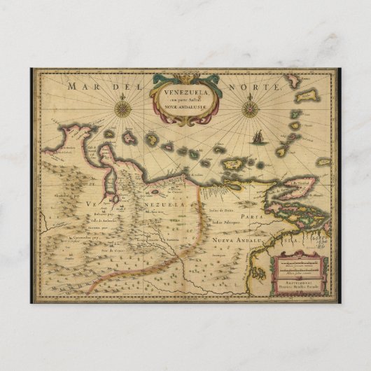 Karte Venezuelas von Hendrik Hondius (1630) (Vorderseite)