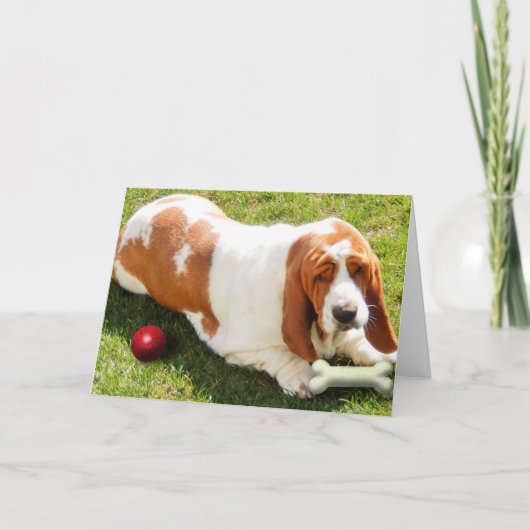 Karte "Vermisste du" mit Basset Hound (Vorderseite)