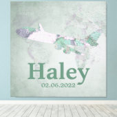 Karte Vintag rosa Flugzeugdekor Personalisiert Leinwanddruck (Insitu (Holzboden))