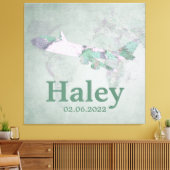 Karte Vintag rosa Flugzeugdekor Personalisiert Leinwanddruck (Insitu (Wohnzimmer))