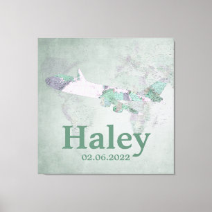 Karte Vintag rosa Flugzeugdekor Personalisiert Leinwanddruck