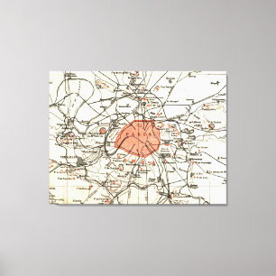 Karte Vintagen Paris und der Umgebung (1890) Leinwanddruck