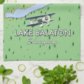 Karte vom Balaton Ungarn Geschirrtuch (Gefaltet)