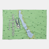 Karte vom Balaton Ungarn Geschirrtuch (Horizontal)