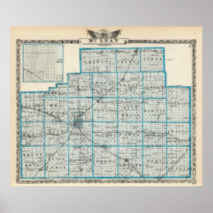 Karte vom McLean County und von Le Roy Poster