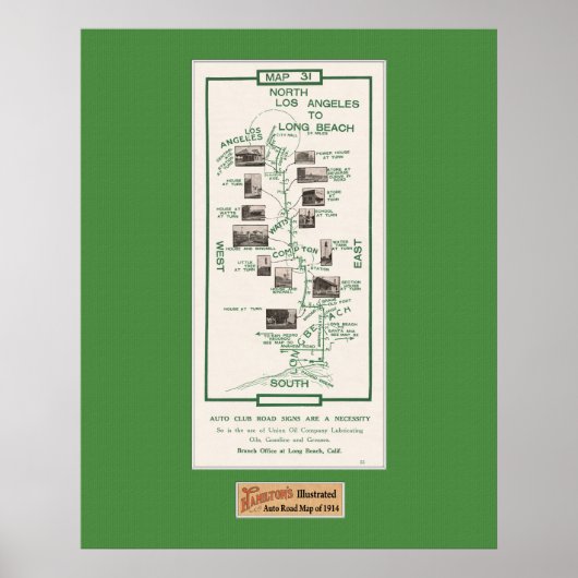 Karte von 1914, LA nach Long Beach Poster (Vorne)