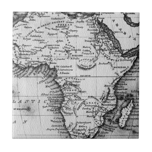 Karte von Afrika | graviert von Thomas Stirling Fliese (Vorderseite)