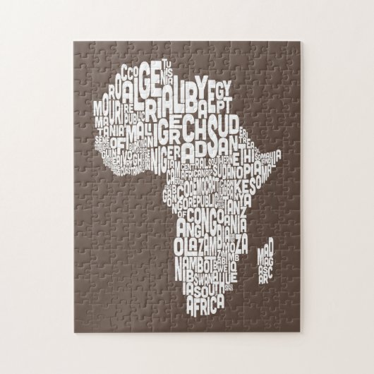 Karte von Afrika Karte Text Art Puzzle (Vertikal)