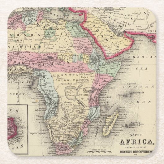 Karte von Afrika Rechteckiger Pappuntersetzer (Vorderseite)