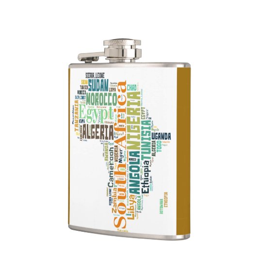Karte von Afrika Word Art Flask Flachmann (Links)