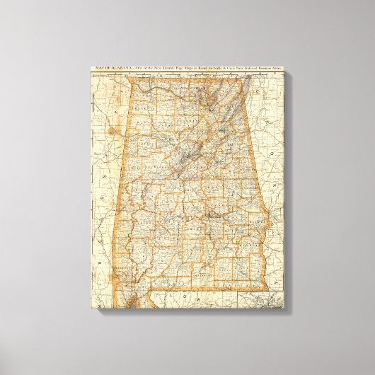 Karte von Alabama Leinwanddruck (Vorderseite)