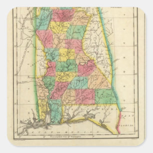 Karte von Alabama Quadratischer Aufkleber