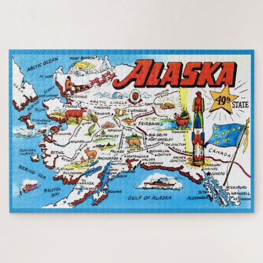 Karte von Alaska 20x30 Puzzle (Horizontal)