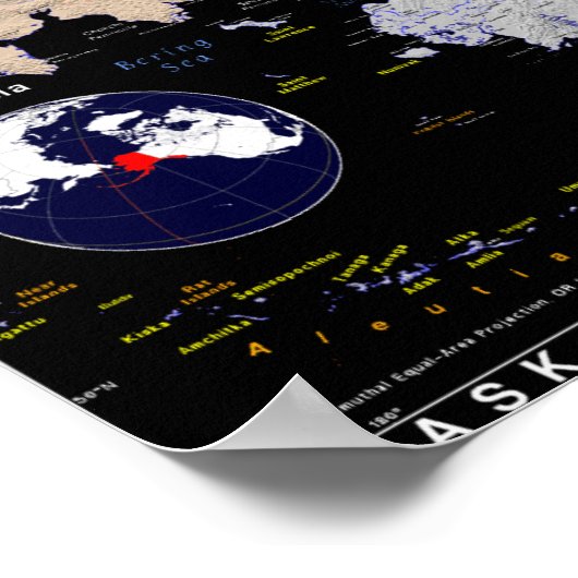 Karte von Alaska und den Aleutianern Poster (Ecke)