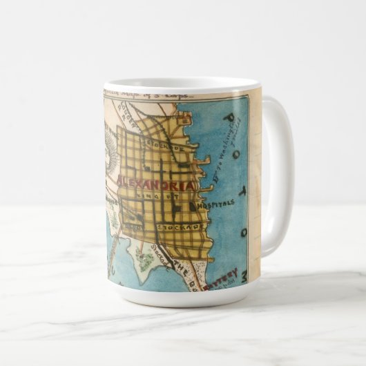 Karte von Alexandria VA und Nachbarstädte Kaffeetasse (VorderseiteRechts)