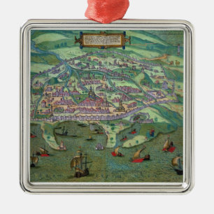 Karte von Alexandria, von 'Civitates Orbis Silbernes Ornament