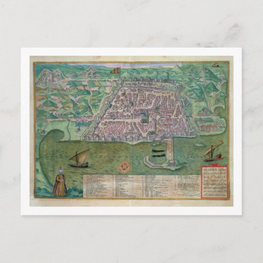 Karte von Algier, von "Civitates Orbis Terrarum" v (Vorderseite)