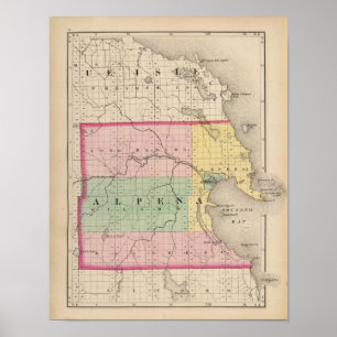 Karte von Alpena County, Michigan Poster