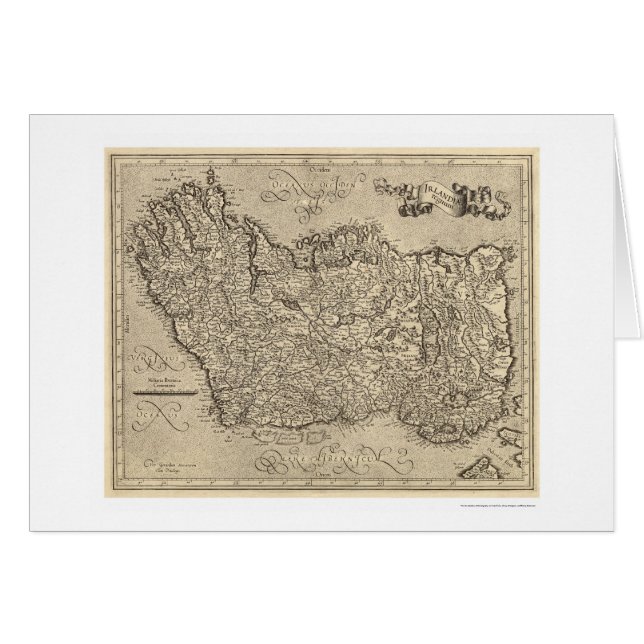 Karte von altem Irland durch Mercator 1580 (Vorderseite (Horizontal))