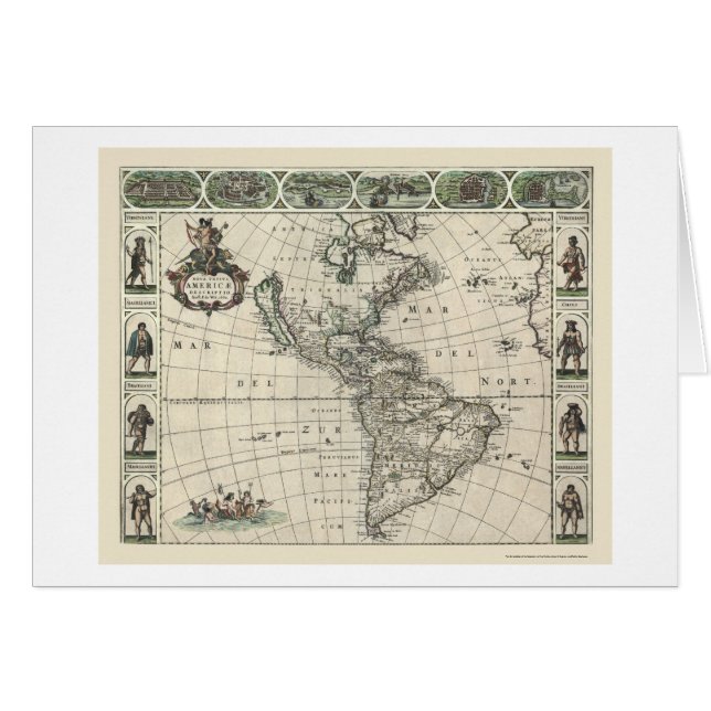Karte von Amerika durch Frederick de Wit 1660 (Vorderseite (Horizontal))