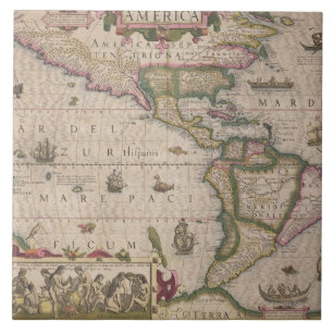 Karte von Amerika, vom Mercator "Atlas", Kneipe. Fliese