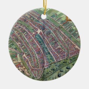 Karte von Amsterdam, von 'Civitates Orbis Terrarum Keramikornament