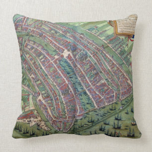 Karte von Amsterdam, von 'Civitates Orbis Terrarum Kissen