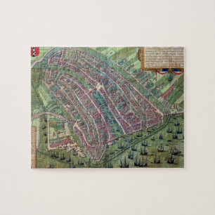 Karte von Amsterdam, von 'Civitates Orbis Terrarum Puzzle
