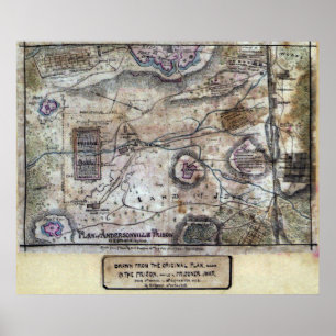 KARTE VON ANDERSONVILLE PRISON - ZIVILER KRIEG 186 POSTER