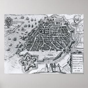 Karte von Antwerpen, 1598 Poster