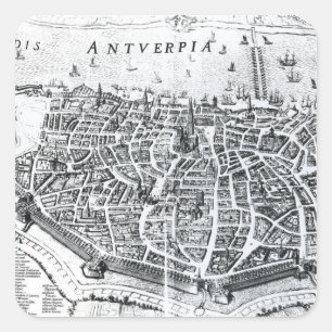 Karte von Antwerpen Quadratischer Aufkleber