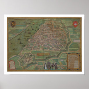 Karte von Antwerpen, von "Civitates Orbis Terrarum Poster