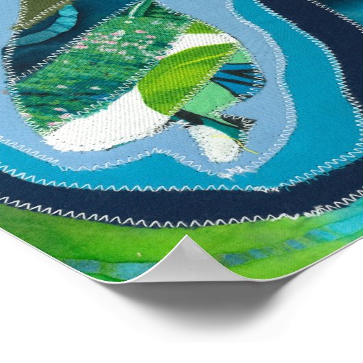 Karte von Aotearoa New Zealand Textilkunst Poster (Ecke)