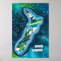 Karte von Aotearoa New Zealand Textilkunst