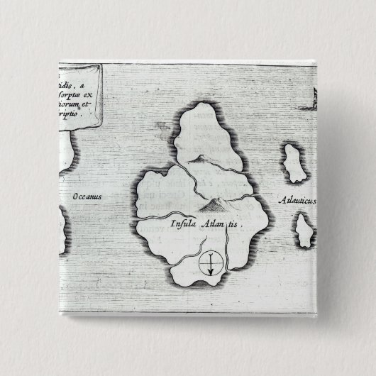 Karte von Atlantis, von 'Mundus Subterraneus Button (Vorderseite)