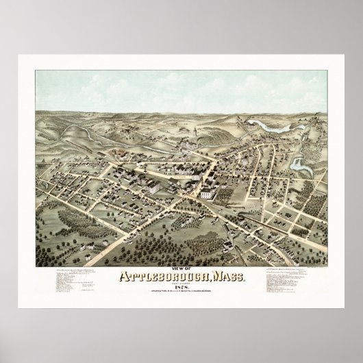 Karte von Attleborough, Massachusetts von 1878 Poster (Vorne)