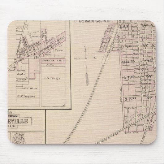 Karte von Auburn, De Kalb Co Mousepad (Vorne)
