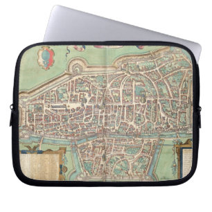 Karte von Augsburg, von "Civitates Orbis Terrarum" Laptopschutzhülle