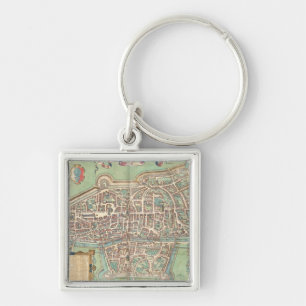 Karte von Augsburg, von "Civitates Orbis Terrarum" Schlüsselanhänger