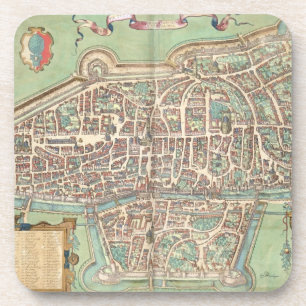 Karte von Augsburg, von "Civitates Orbis Terrarum" Untersetzer