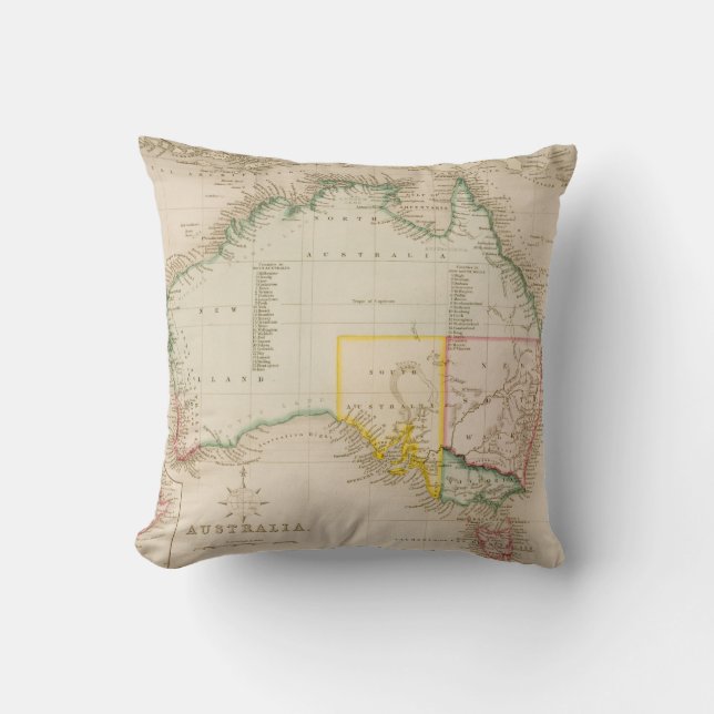 Karte von Australien u. von Neuseeland Kissen (Vorderseite)