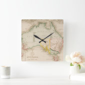 Karte von Australien u. von Neuseeland Quadratische Wanduhr (Zuhause)
