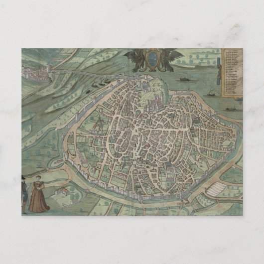 Karte von Avignon, von "Civitates Orbis Terrarum"  (Vorderseite)