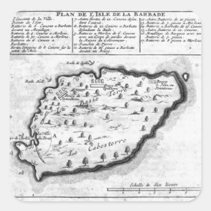 Karte von Barbados Quadratischer Aufkleber