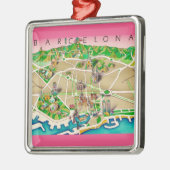 Karte von Barcelona Spanien Ornament Aus Metall (Links)