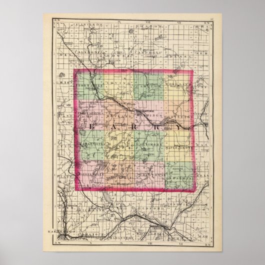 Karte von Barry Landkreis, Michigan Poster (Vorne)