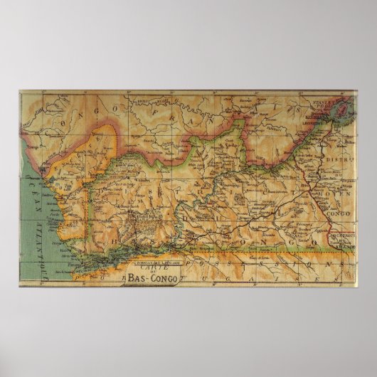 Karte von Bas Congo - Belgischer Kongo 1913 Poster (Vorne)
