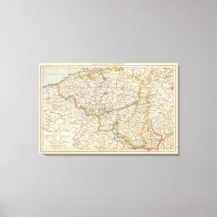 Karte von Belgien und von Luxemburg Leinwanddruck